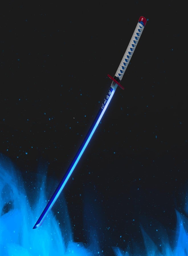 Offo سيف كاتانا نيون LED من أنمي قاتل الشياطين، غيو توميوكا - سيف أنمي مضيء بالحجم الطبيعي بطول 100 سم، مثالي للعب الأدوار، والعرض، والتدريب | هدية أنيقة للمعجبين، والأطفال، والمراهقين، وهواة الجمع - Image 3